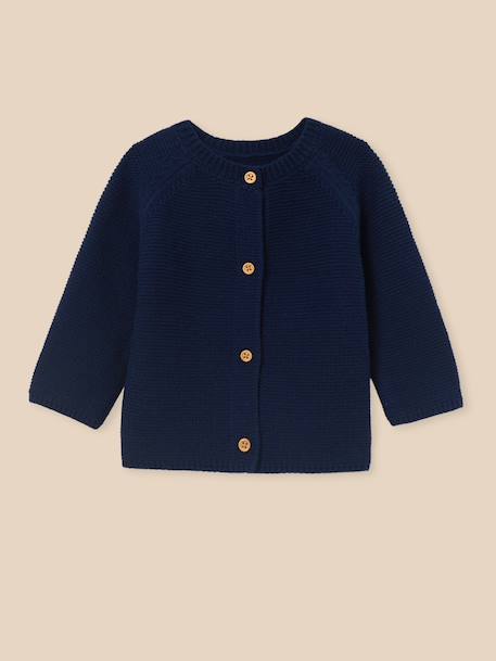 Cardigan bébé - coton biologique Amande+Beige chine+Marine clair+Sorbet 9 - vertbaudet enfant 