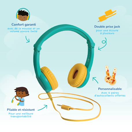 Accessoires lunii – casque  et coque Jaune - Vert+Vert 8 - vertbaudet enfant 