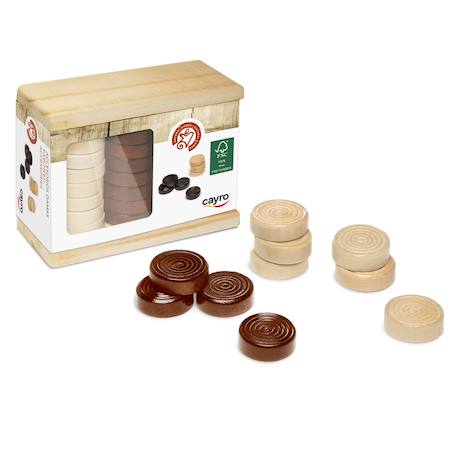 Pions en bois pour jeu de dames Beige 1 - vertbaudet enfant 