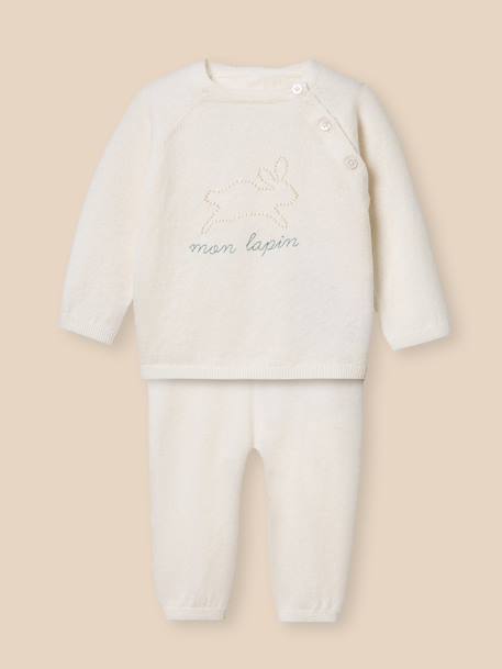 Ensemble en coton biologique et laine bébé Ecru 1 - vertbaudet enfant 