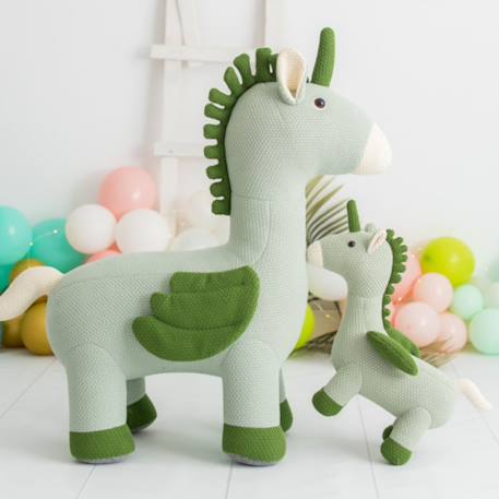 Lot 2 peluches licornes ailées coton Light and dark green 1 - vertbaudet enfant 