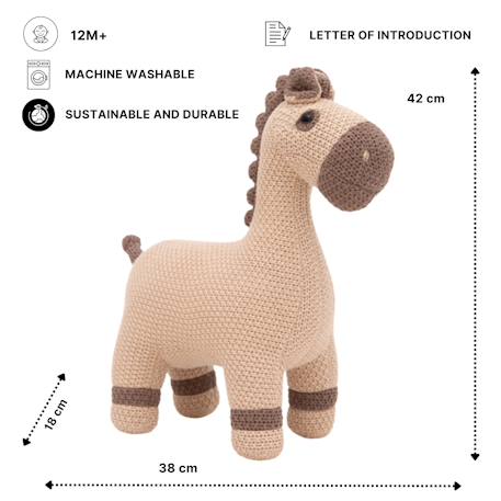 Peluche cheval mini en coton Dark and light brown 5 - vertbaudet enfant 