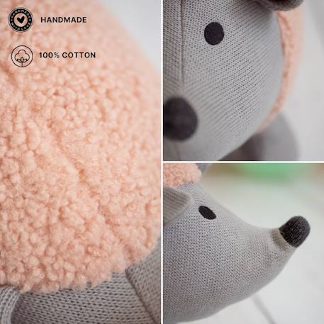 Peluche hérisson mini en coton Pink and grey 3 - vertbaudet enfant 