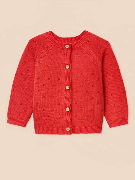 Cardigan maille ajourée bébé - coton biologique Ecru+Jaune pastel+Tangerine+Vert pastel 11 - vertbaudet enfant 