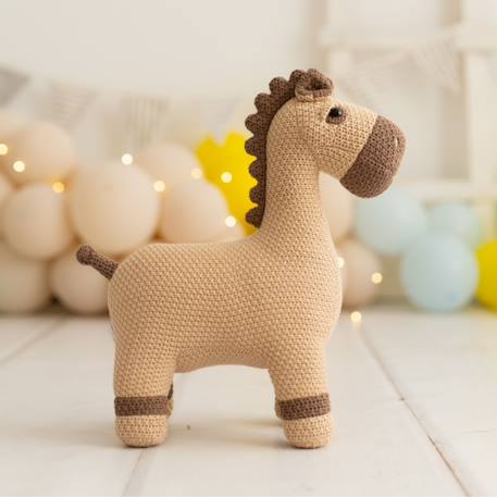 Peluche cheval mini en coton Dark and light brown 1 - vertbaudet enfant 