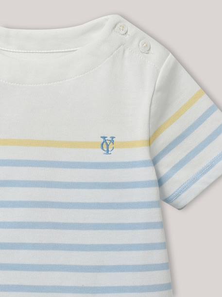 Marinière bébé - coton biologique Rayure amande+Rayure ciel 6 - vertbaudet enfant 