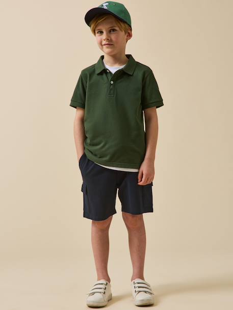 Polo garçon en coton bio Blanc+Celadon+Ciel+Marine+Rouge+Vert anglais 24 - vertbaudet enfant 