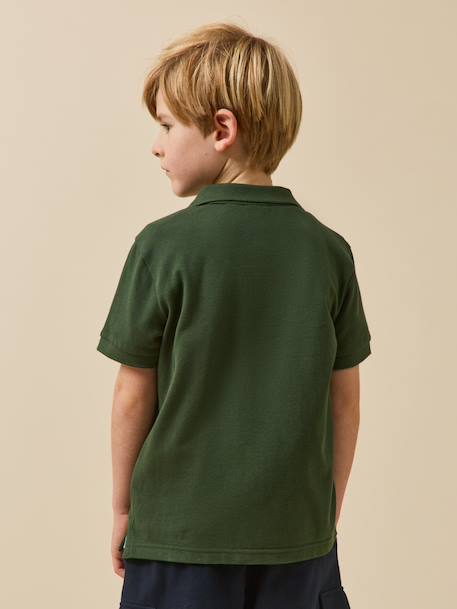 Polo garçon en coton bio Blanc+Celadon+Ciel+Marine+Rouge+Vert anglais 23 - vertbaudet enfant 