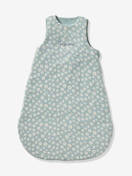 Gigoteuse été personnalisable MARGUERITE en gaze de coton bleu imprimé 2 - vertbaudet enfant 