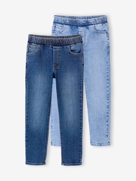 Lot 2 jeans garçon slim denim gris+double stone+stone 13 - vertbaudet enfant 