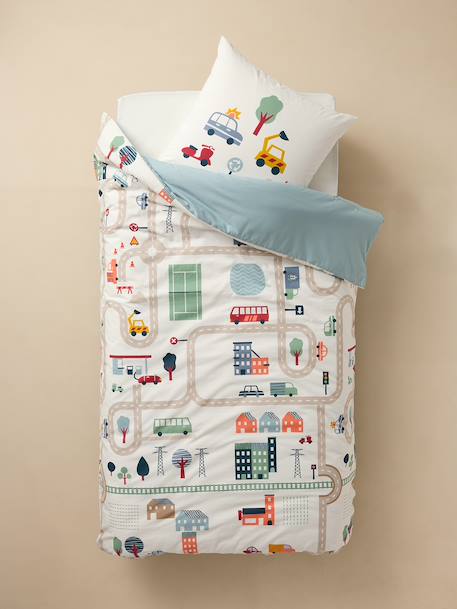 Parure Magicouette CIRCUIT VOITURE, avec coton recyclé blanc imprimé 3 - vertbaudet enfant 