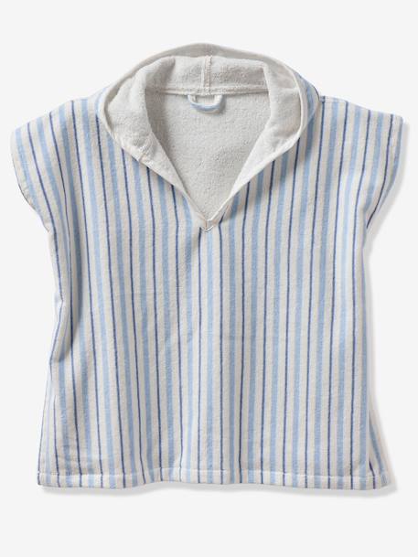 Poncho de bain bébé Animaux, avec coton recyclé blanc imprimé+rayé bleu 11 - vertbaudet enfant 