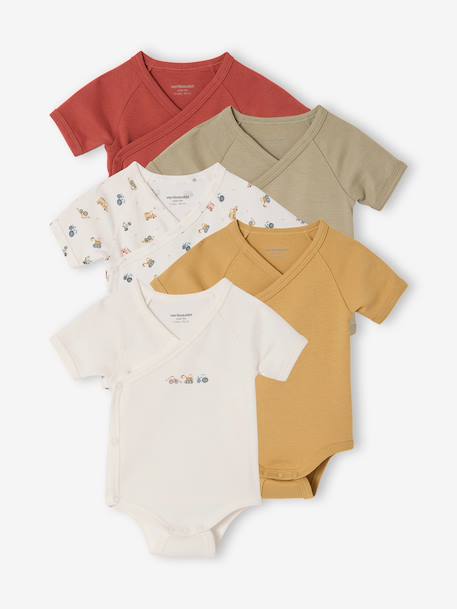 Lot 5 bodies naissance tracteur coton bio tomette 1 - vertbaudet enfant 
