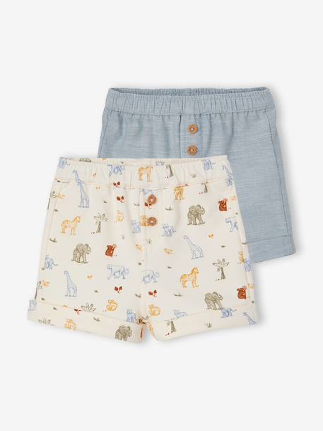 Lot 2 short bébé bleu ciel 1 - vertbaudet enfant 