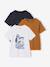 Lot 3 T-shirt manches courtes bleu pétrole+caramel+marine+vert amande 9 - vertbaudet enfant 