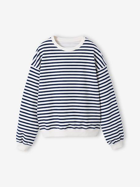 Sweat coupe large marine+marron+vanille 2 - vertbaudet enfant 