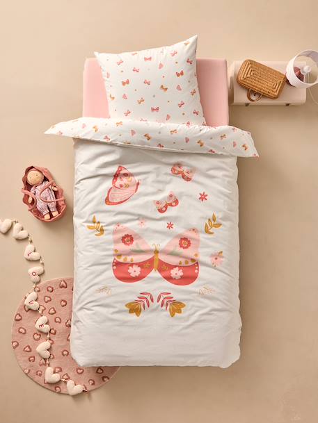 Parure housse de couette et taie d'oreiller ENVOLEE rose imprimé 5 - vertbaudet enfant 