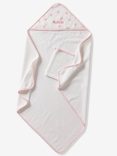 Cape de bain personnalisable et gant de toilette NOEUDS blanc imprimé 4 - vertbaudet enfant 