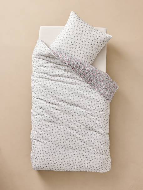 Parure housse de couette et taie d'oreiller en gaze de coton RETRO FLOWERS, avec coton recyclé rose imprimé 6 - vertbaudet enfant 