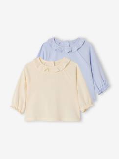 -Lot 2 T-shirts manches longues collerette