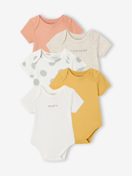 Lot 5 bodies bébé manches courte écru 1 - vertbaudet enfant 