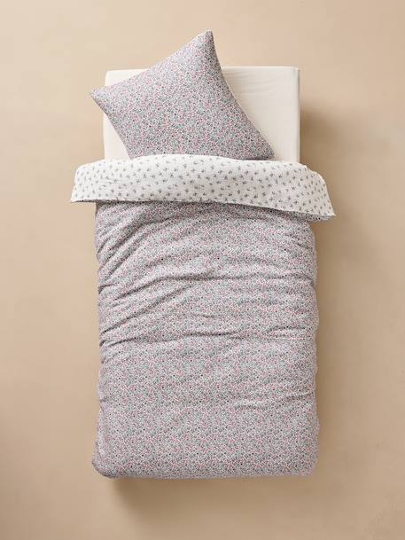 Parure housse de couette et taie d'oreiller en gaze de coton RETRO FLOWERS, avec coton recyclé rose imprimé 5 - vertbaudet enfant 