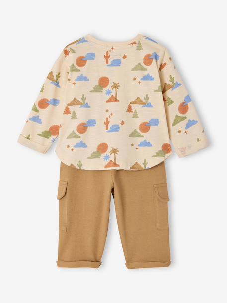 Ensemble bébé garçon T-shirt pantalon beige imprimé 4 - vertbaudet enfant 