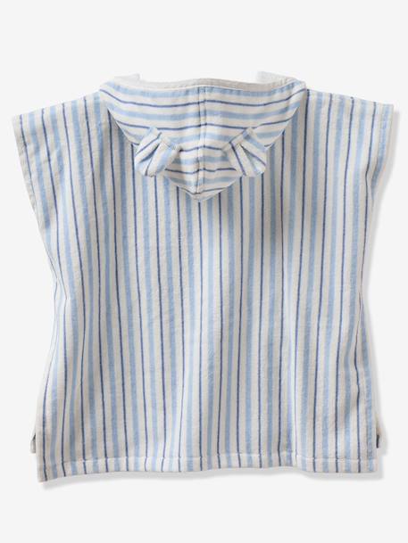 Poncho de bain bébé Animaux, avec coton recyclé blanc imprimé+rayé bleu 10 - vertbaudet enfant 
