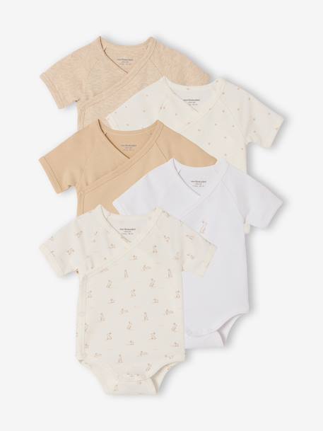 Lot 5 bodies bébé manches courtes lapin gris chiné 1 - vertbaudet enfant 