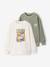 Lot 2 sweats manches longues graffiti vert sauge 1 - vertbaudet enfant 