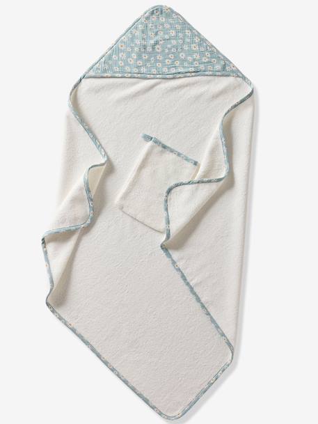 Cape de bain personnalisable et gant de toilette MARGUERITE bleu imprimé 5 - vertbaudet enfant 