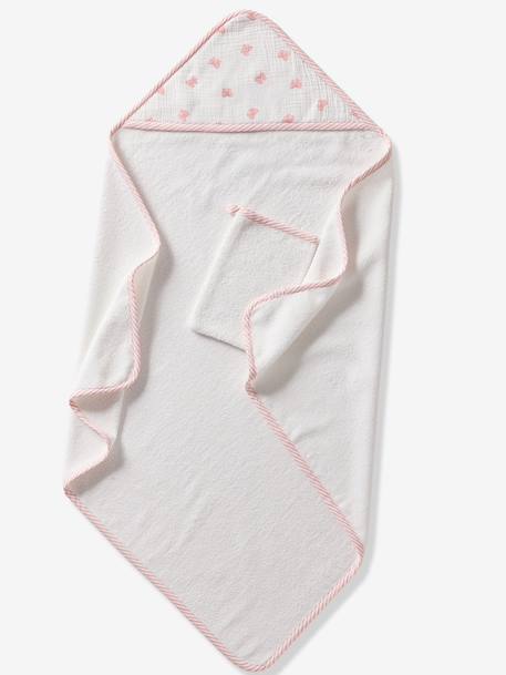 Cape de bain personnalisable et gant de toilette NOEUDS blanc imprimé 5 - vertbaudet enfant 