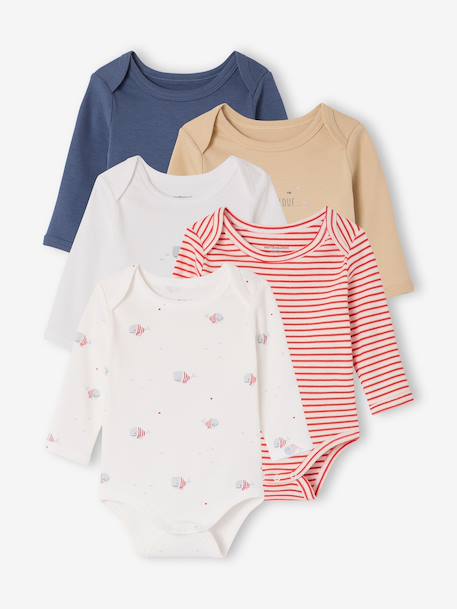 Lot 5 bodies manches longues baleine bleu 1 - vertbaudet enfant 