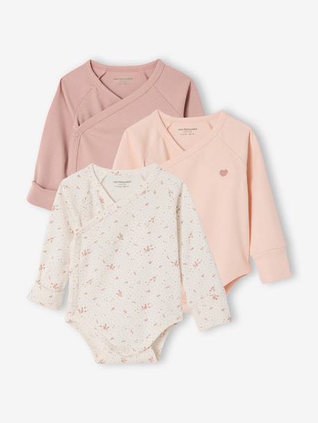 Lot 3 bodies naissance manches longues bois de rose 1 - vertbaudet enfant 