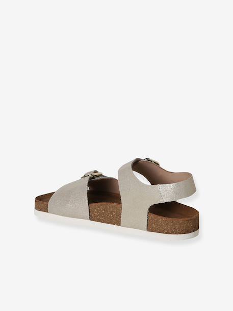 Sandales enfant cuir à doubles boucles or+rose pâle 3 - vertbaudet enfant 