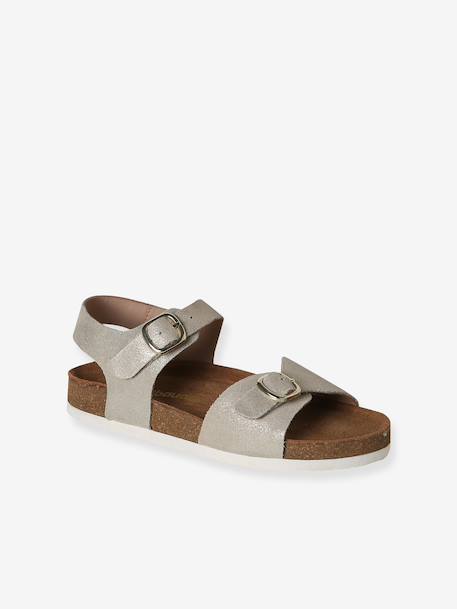 Sandales enfant cuir à doubles boucles or+rose pâle 1 - vertbaudet enfant 