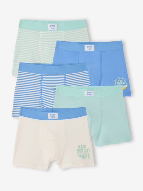 Lot de 5 boxers garçon surf bleu 1 - vertbaudet enfant 