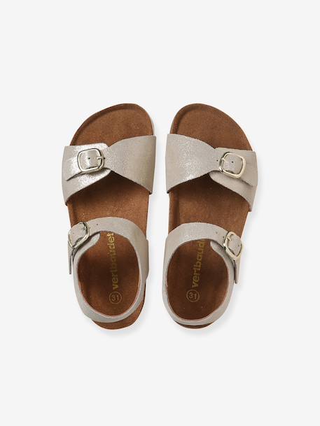 Sandales enfant cuir à doubles boucles or+rose pâle 4 - vertbaudet enfant 
