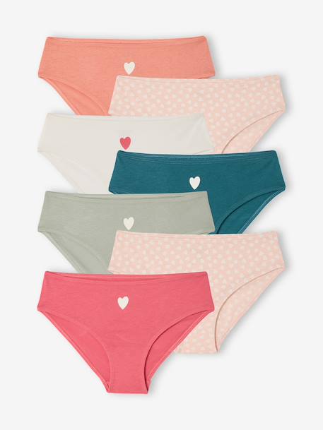 Lot 7 culottes fille cœur coton bio fuchsia 1 - vertbaudet enfant 