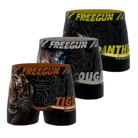 Lot de 3 boxers  wild life Marron/noir/jaune/turquoise 1 - vertbaudet enfant 