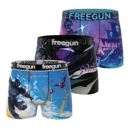 Lot de 3 boxers  heroes Turquoise/violet/noir/blanc 1 - vertbaudet enfant 