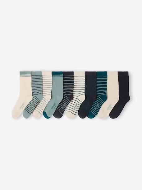 Lot de 10 paires de chaussettes garçon Basics vert émeraude 1 - vertbaudet enfant 