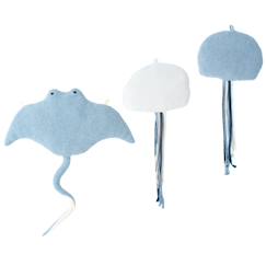 Linge de maison et décoration-Décoration-Lot 3 animaux océan méduses + raie