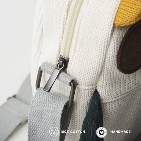 Sac bandoulière pingouin en coton doux White and black 4 - vertbaudet enfant 