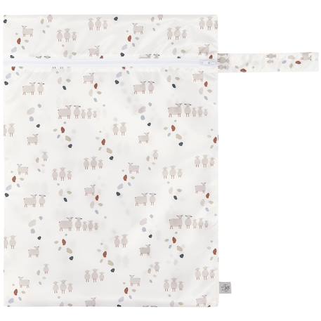 Sac à couches imperméable tiny farmer pois et mouton Blanc, bleu, beige 2 - vertbaudet enfant 