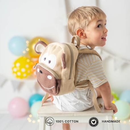 Sac à dos chimpanzé en coton doux Light and dark brown 4 - vertbaudet enfant 