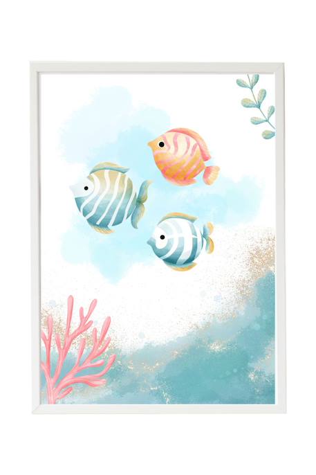 Cadre mural enfant poissons marins Multi coloured 1 - vertbaudet enfant 