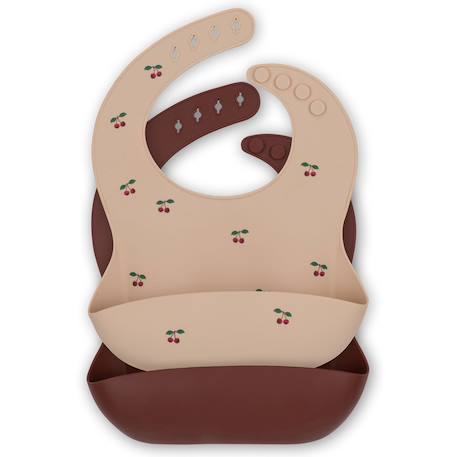 Lot de 2 bavoirs à poche lemon Ecru, jaune, moutarde+Rouge, vert, marron 3 - vertbaudet enfant 