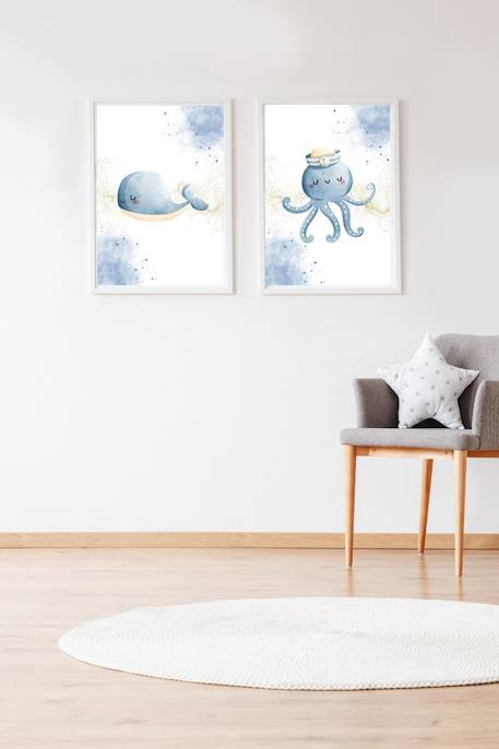 Lot 2 cadres muraux enfant baleine et poulpe Multi coloured 3 - vertbaudet enfant 