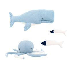 Linge de maison et décoration-Décoration-Lot 4 animaux océan pieuvre + béluga + poissons